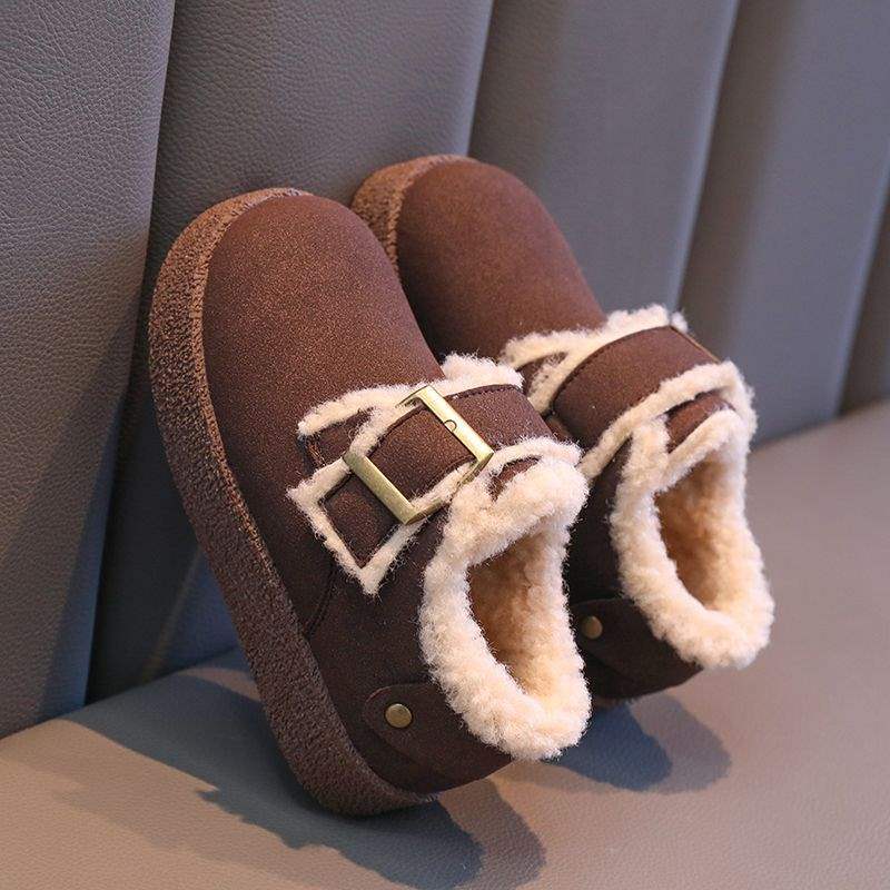 

Хлопковые туфли для девочек 2025 зима новые универсальные бархатные туфли Birkenstock для девочек детские теплые пушистые туфли снежные хлопковые 33 yards inner length 20.8cm коричневый