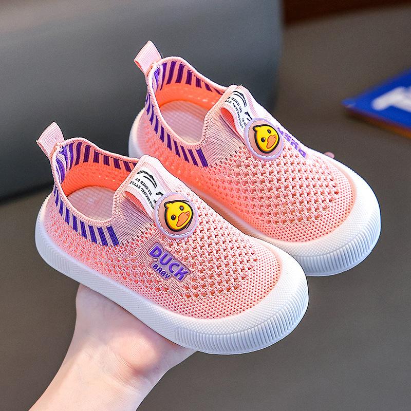 Spring and Autumn Children's Breathable Mesh Shoes Non-slip Fly-woven Shoes Soft-soled Non-slip Baby Shoes One-pedal Casual Shoes