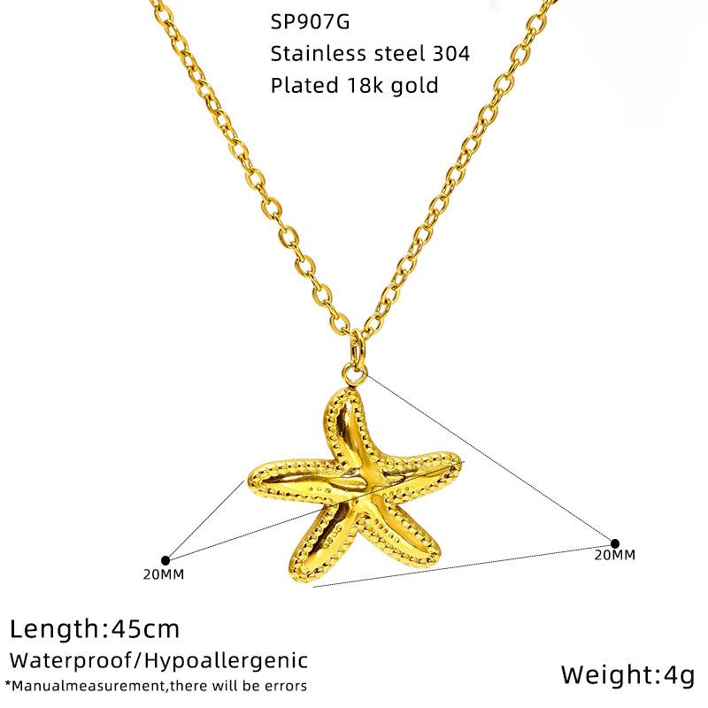 

Персонализированное ожерелье серии «Океан» женское из нержавеющей стали с золотым покрытием, кулон в виде черепахи и морской звезды