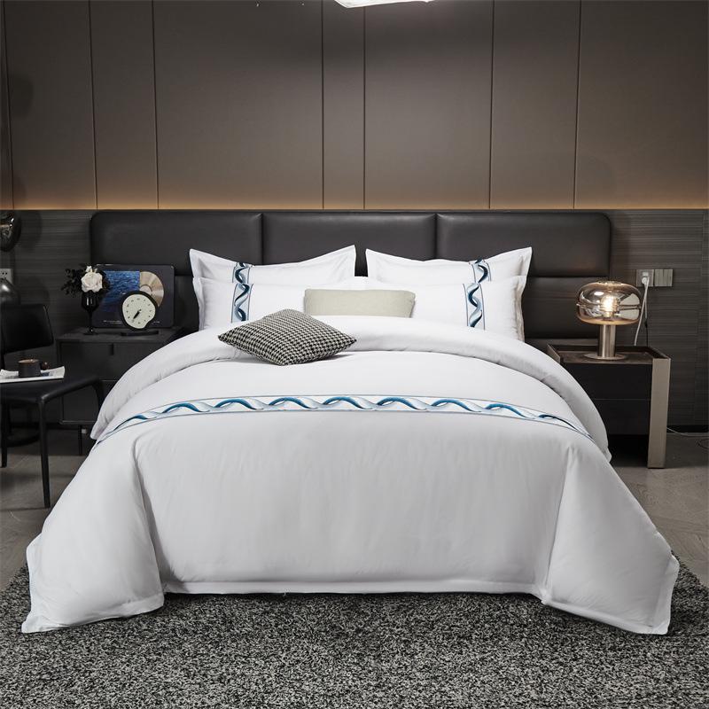 Four-Piece White Bedding Set for Hotels, Guesthouses & B&Bs: Includes Sheets and Three-Piece Duvet Cover Set