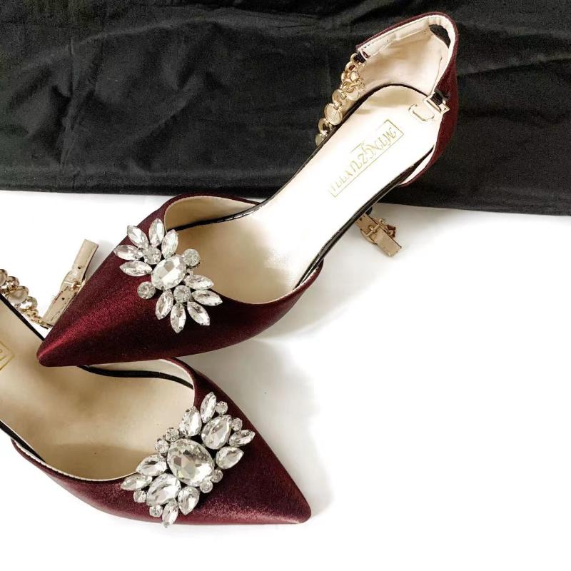 1 Pcs Fashion Shiny Crystal Shoes Decorations Clip Women Shoe Buckle Accessories High-Heeled Square Rhinestones Removable Shoes D