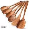 Natural Wood Kitchen Utensil Set  Eco-Friendly Cooking Tools Incl Skimmer Spoon Salad Scoop Non-Stick Rice Colander for Soup