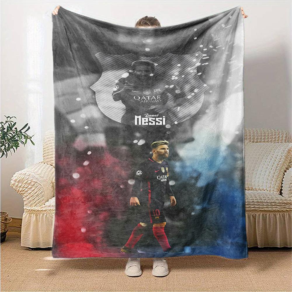 Leo Messi Artwork Blanket Ultra-Soft Great for Office Livingroom Sofa All-Season Use Playful Design Perfect Gift for Relatives and Friends
