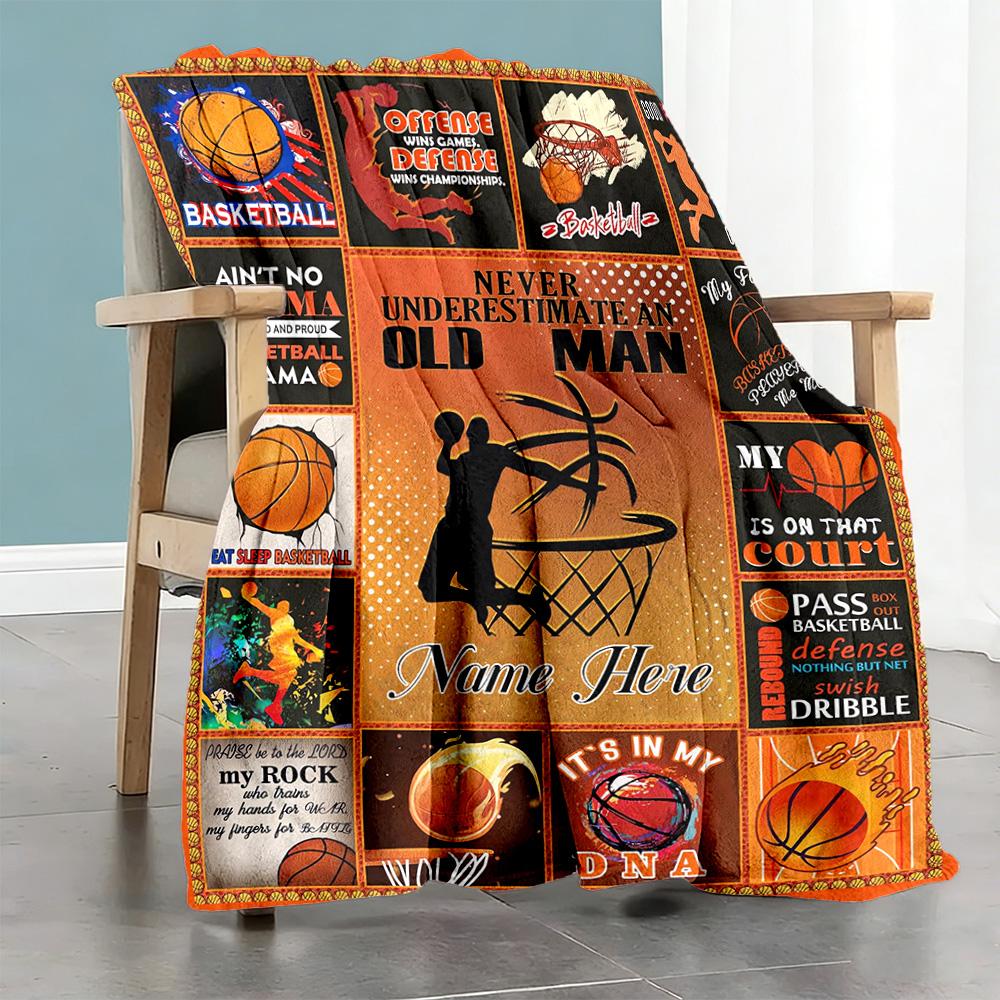 Basketball Personalized Text Blanket Multi-purpose Customizable Blanket Durable Comfort Throw For Home Decor Bed Couch Chair Four Seasons Universal