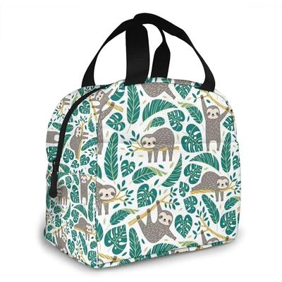 Motivo Senza Cuciture Bradipo Cartone Animato Borsa Termica per Pranzo da Donna Scatola Pranzo Isolante Borsa Tote Frigo Riutilizzabile per Lavoro Picnic Viaggio