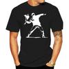 2023 Mode T-shirt en Coton Banksy Art de Rue Révolution Fleurs Pas Molotov Haut pour Homme Noir Fait sur Mesure
