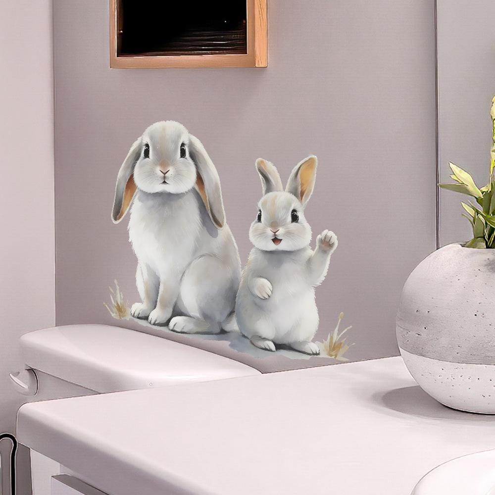 Lovely Rabbit Wall Stickers Waterproof Removable Self Adhesive Decals for Home Living Room Hallway Decor