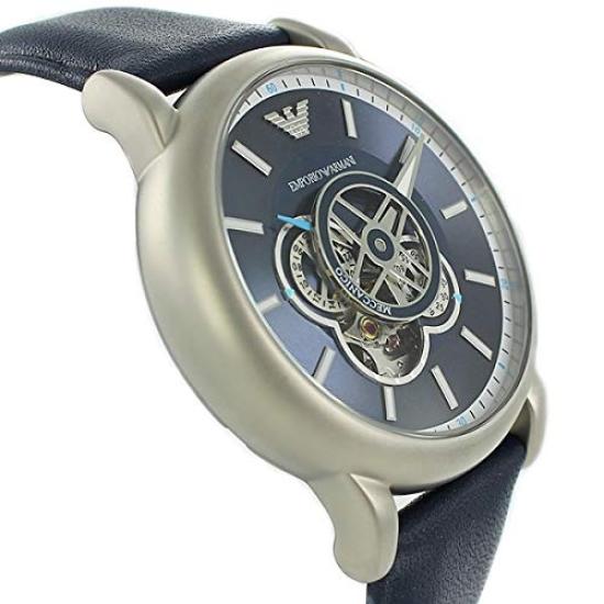 Emporio Armani Meccanico Automatic Mechanical Skeleton Retro Navy Blue with Natural Leather AR60011 Men's Watch, Strap, [Used]