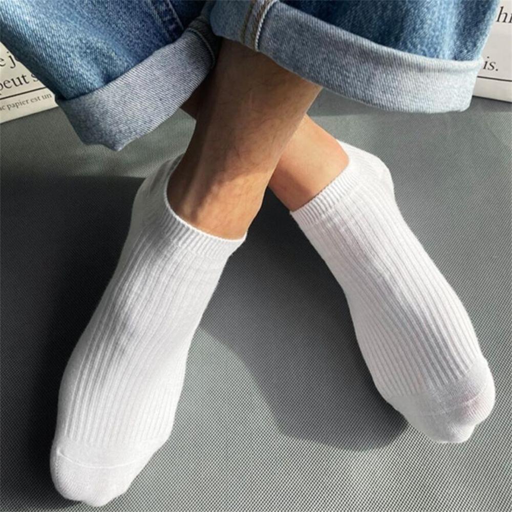 5 Pairs High Quality Double Needle Men's Women's Cotton Socks Short Tube Black/White Sports Socks Summer Invisible Ankle Meias
