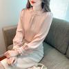 2025 New Spring Elegant Women Blouses Shirts Long Sleeve Beading O-Neck Chiffon Blouse Shirt Women Tops J773