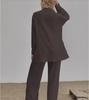 Dames Herfst 2022 Effen Kleur Casual Pak: Shirt met lange mouwen & Broek met elastische taille