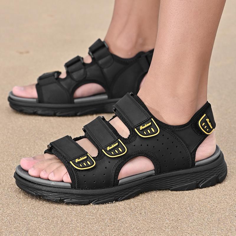 Chaussures d'Été pour Hommes Sandales pour Hommes Antidérapantes Chaussures d'Été d'Extérieur Sandales de Luxe en Cuir Véritable Pantoufles de Plage Décontractées Haute Qualité