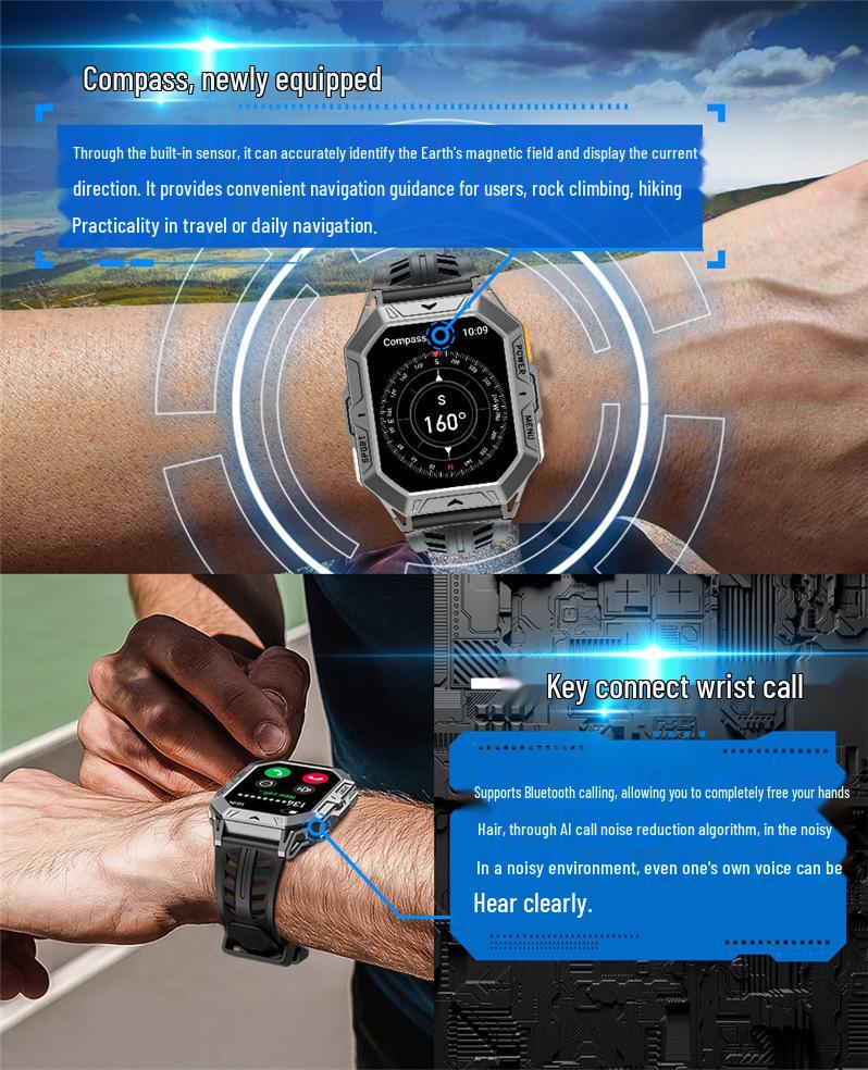 X1PRO Smartwatch: Bluetooth Call, Voice Assistant, Barometer, Pedometer, Compass, GPS, Sports Watch