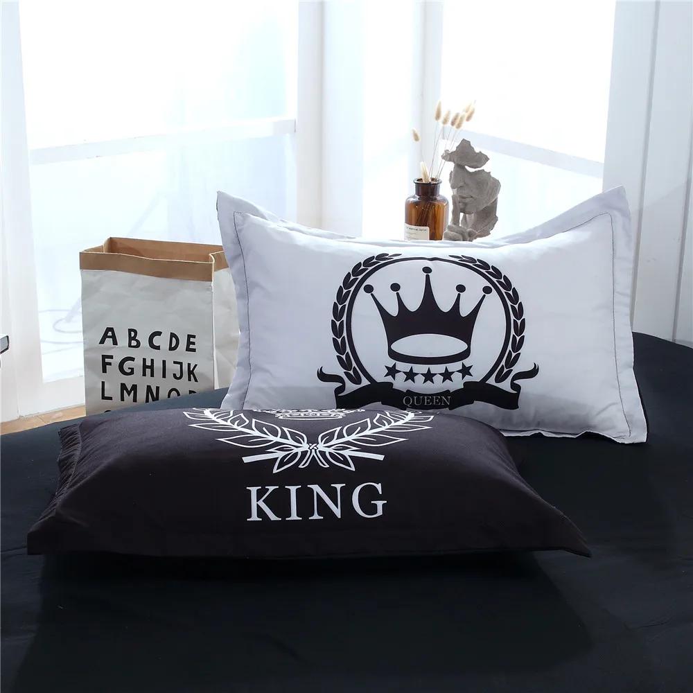 Digitaldruck Ihr König Ihre Königin Schwarze Bettdecke Bettwäsche-Sets Schlafzimmer-Bettdecken-Set Heimtextilien Bettwäsche Luxus 240x220 Bett-Set