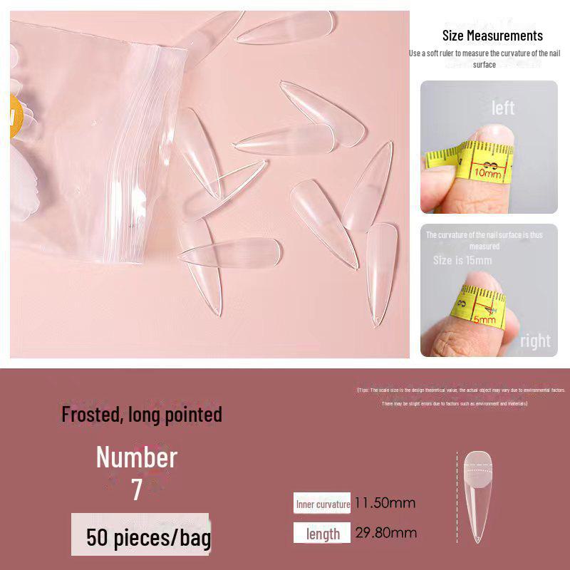 "50-delige Naadloze Transparante Trapeziumvormige Gematteerde Puntige Enkele Maat Nageltips" (0-11) voor Salons"