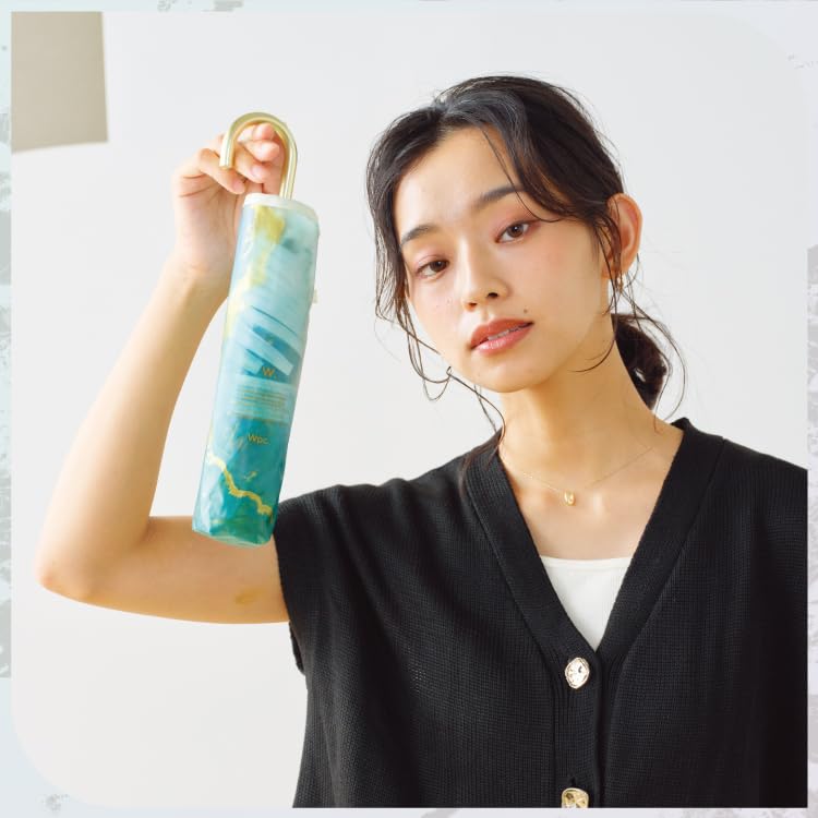 Ink Art Mini Sky Blue Folding 49cm Perfect for and and Emotional Wpc. Umbrella, Durable, Ribs, Commuting, School, More. Stylish, Cute, Design.