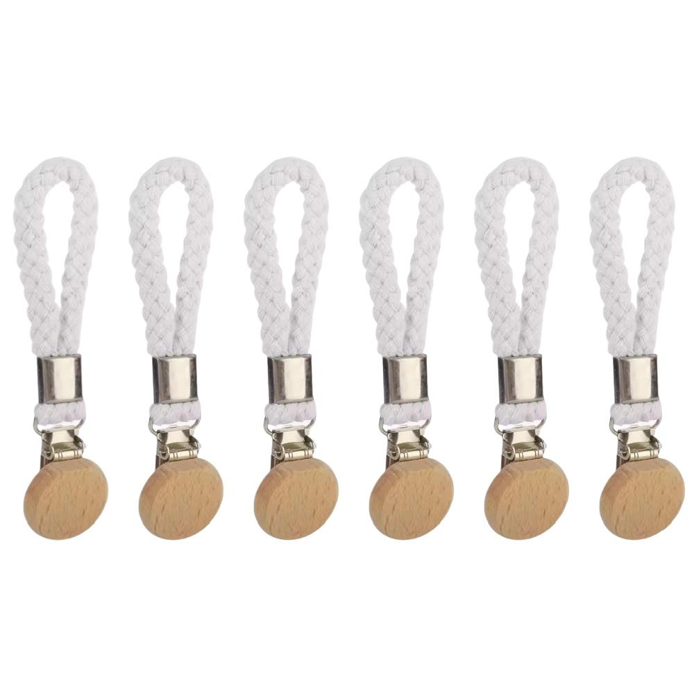 1-8PCS Towel Hanging Clips Woven Cotton Rope Bathroom Wood Round Head Metal Hanging Clips For Home Towel Clothes Storage Hook
