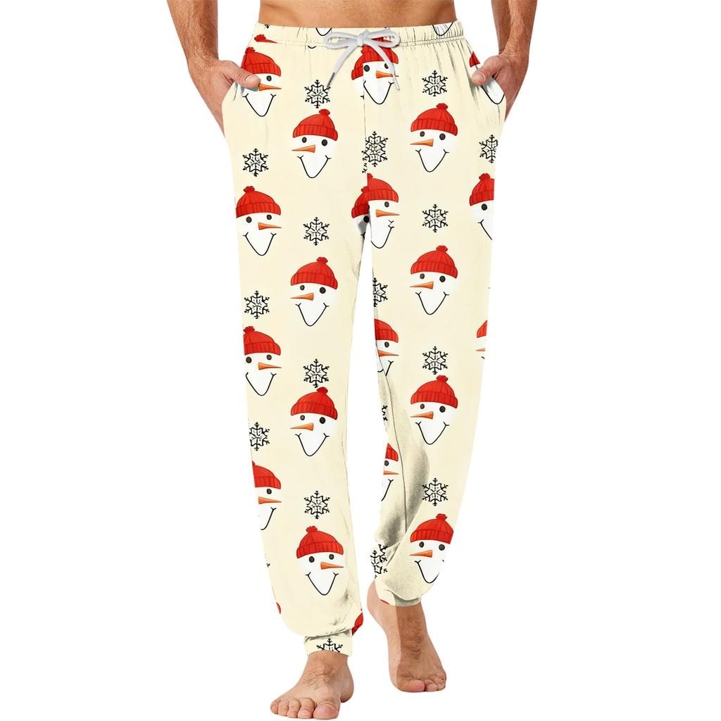 Men's Christmas Print Sleep Pants for Fall and Winter Comfort Wear