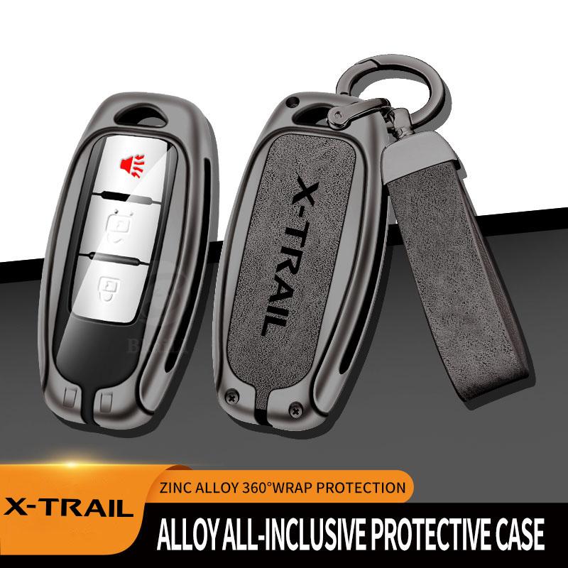 Zinc Alloy Car Key Case Cover For Nissan X-Trail T30 T31 T32 T33 Key Shell Protector Bag With Keychain Interior Accessories