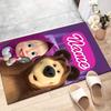Custom Masha and the Bear Mat Personalized Name, Polyester Washable Indoor Entryway Rug, Gift for Christmas, Easter, Thanksgiving Day