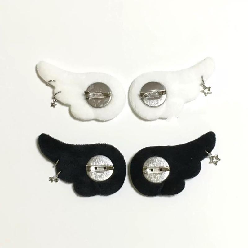1 Par de Broches de Asas de Anjo de Pelúcia Mini – Penas de Simulação para Roupas de Boneca DIY e Decoração Artesanal