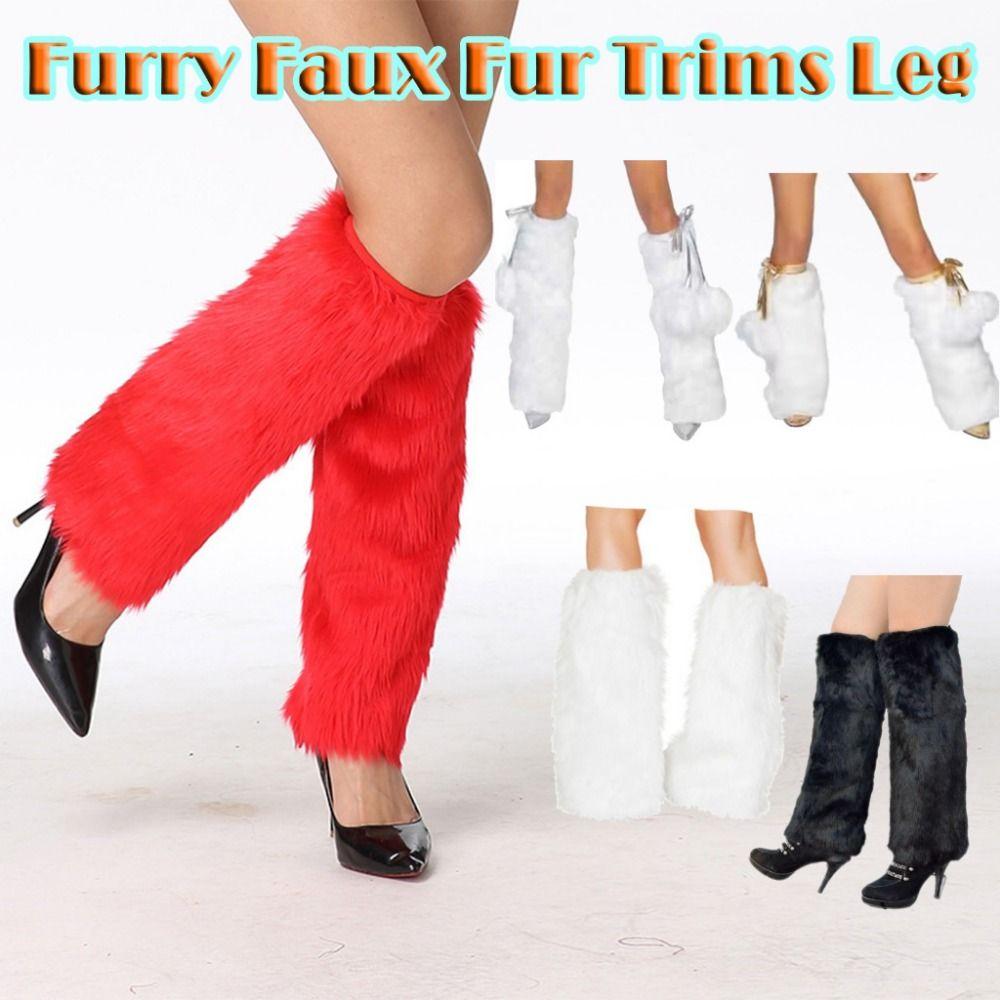 Bunte Kniehohe Stiefelüberzüge Weiche Flauschige Warme Knieschoner Kunstpelz Beinstulpen Halloween Party