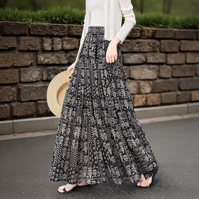 Women's Floral Mesh A-Line Midi Skirt