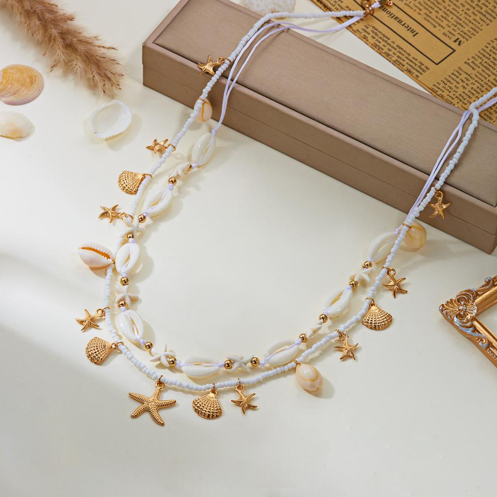Bohemia Fashion Starfish Shell Belly Chain for Women Multilayer Rice Beads Beaded Body Chain Summer Beach Bikini Sexy Jewelry