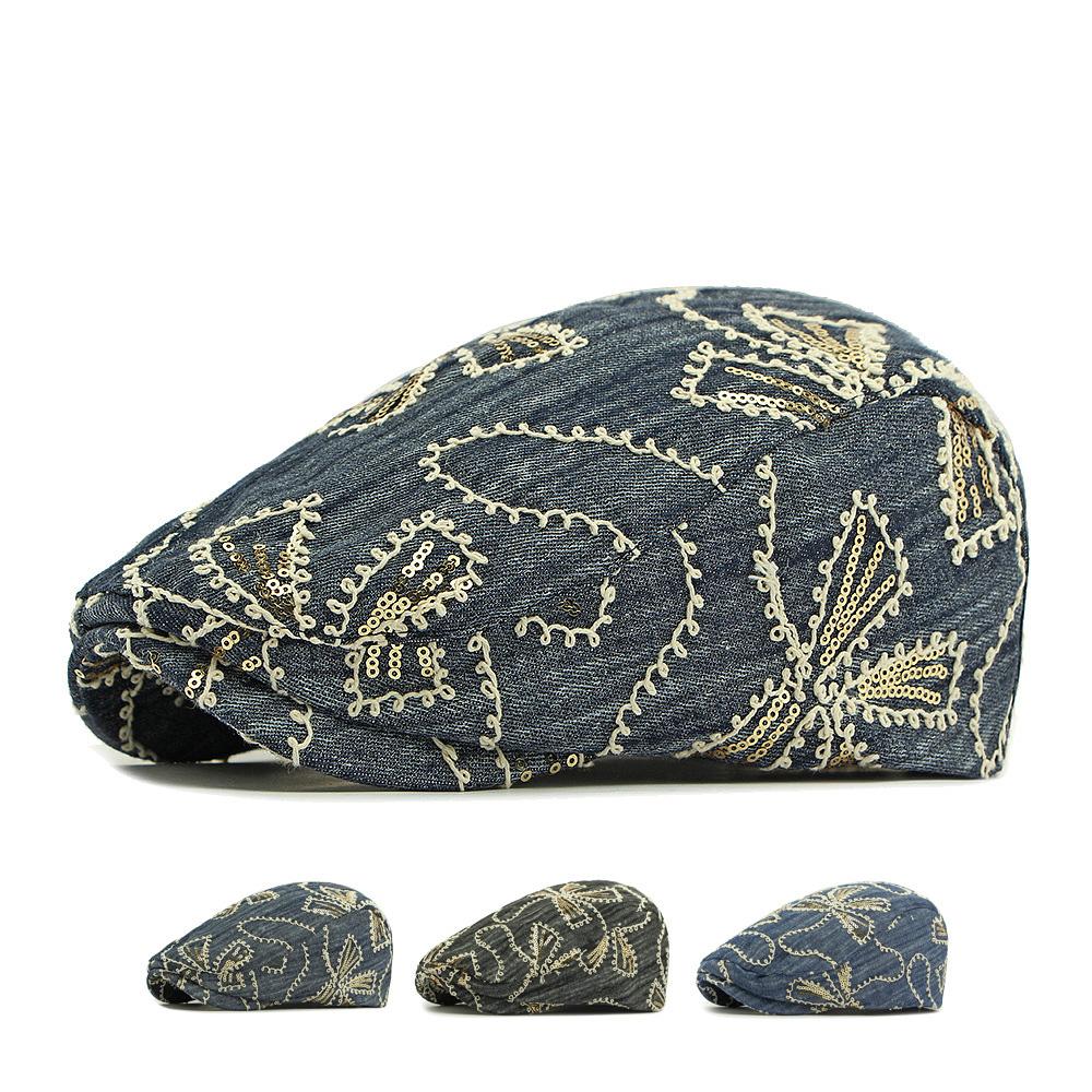 Sequin Beret Women British Vintage Forward Hat Peaked Cap