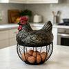 Cesto porta uova di gallina in rete metallica nera antiruggine, porta uova decorativo durevole, cesto per uova in stile fattoria per cucina e tavolo da pranzo