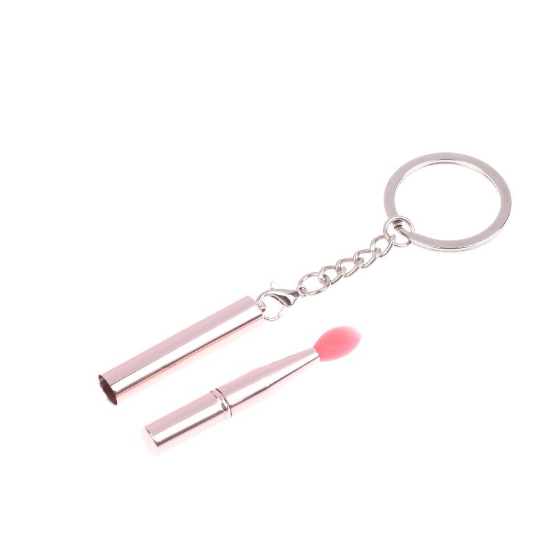 

1 шт. Многофункциональная силиконовая кисть для губ, портативная с крышкой, брелок, пыленепроницаемая, кисть для помады, кисть для теней для век красный