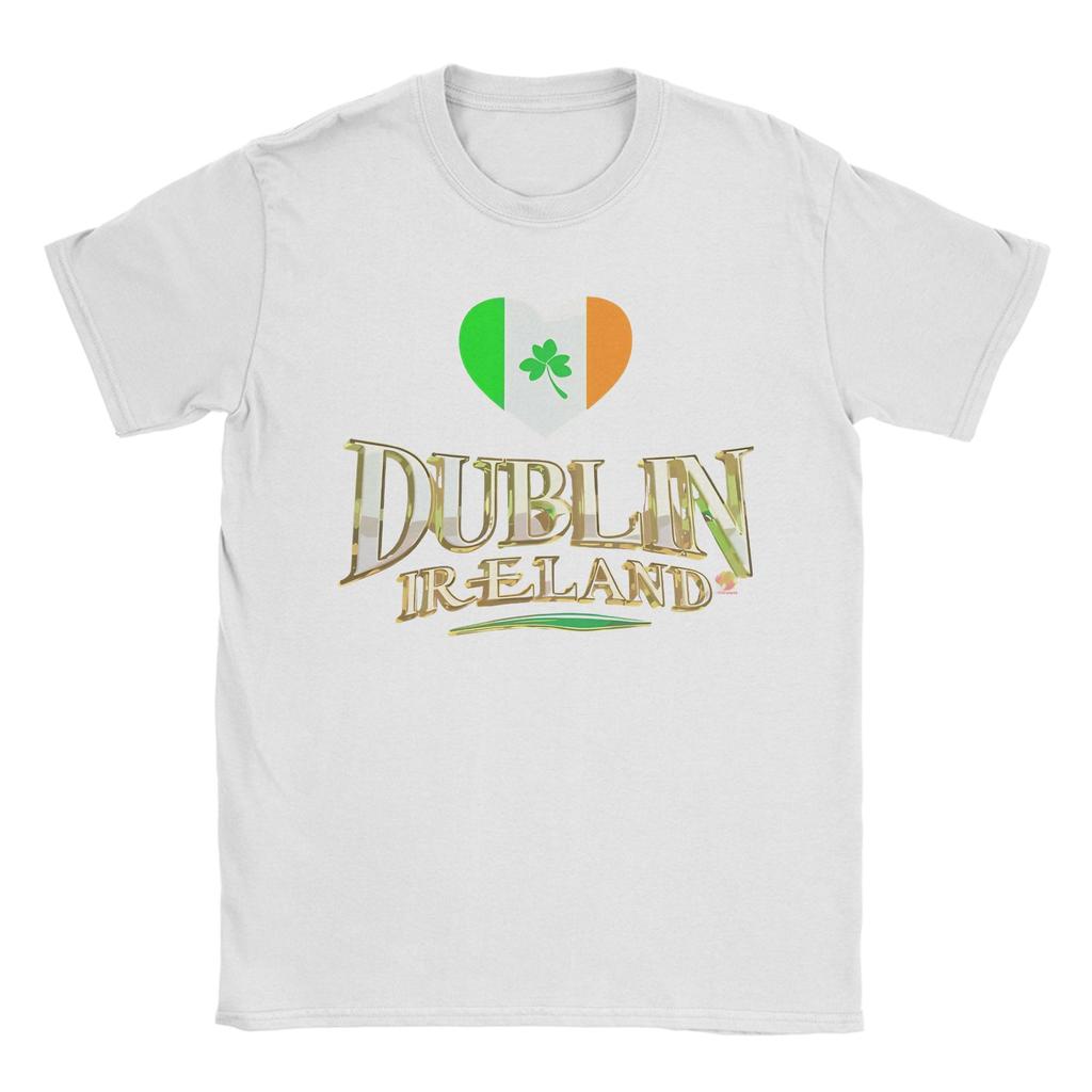 Dublin Ireland with Tricolour Love Heart T Shirt Summer Leisure T Shirts Unisexs Cotton O Neck Plus Size 5XL Tees Short Sleeve Tops
