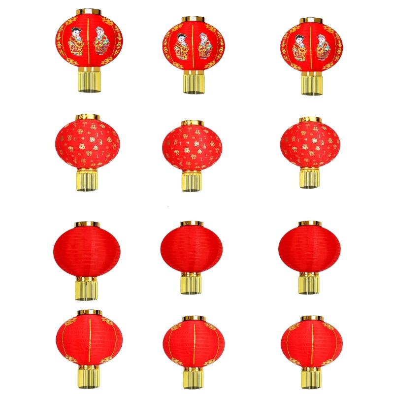 Chinese Lantern New Year Spring Festival Decoration Silk Cloth Lanterns Gifts A0KF