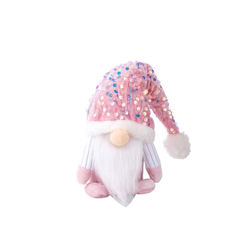 Christmas Gnome Plush Decorations,Elf Dwarf Gnomes Doll Pink Sequin Hat Design For Home Christmas Table Decorations