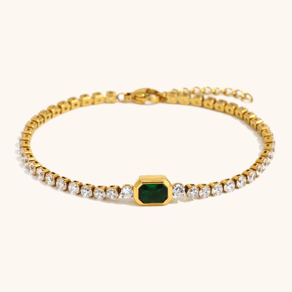 La.Muses Elastic Cubic Zirconia Stainless steel Woman's Bracelet Fashion Luxurious Zircon Party Accessories