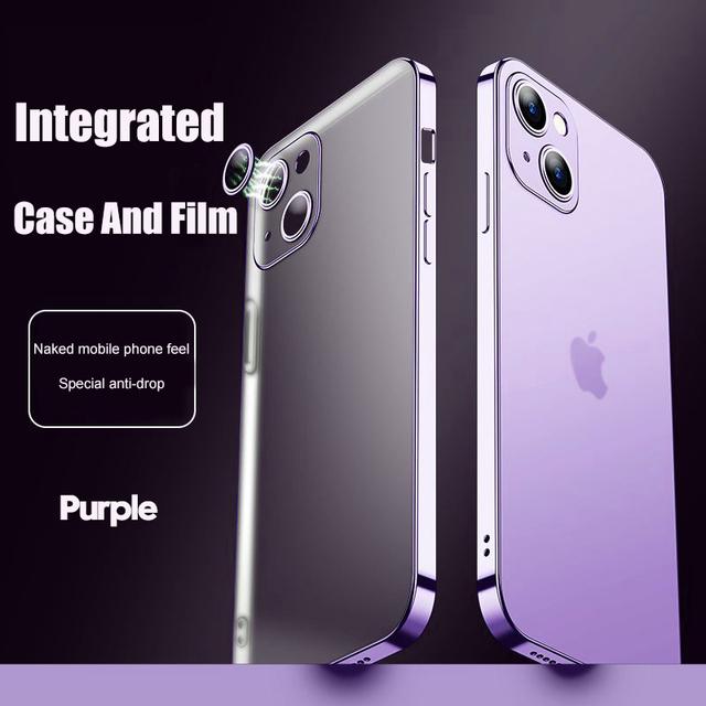 

Матовый полупрозрачный чехол с покрытием для Iphone 14 13 12 Mini 11 Pro Xs Max X Xr Se 7 8 Plus квадратный противоударный чехол с пленкой для объектива For iPhone 14