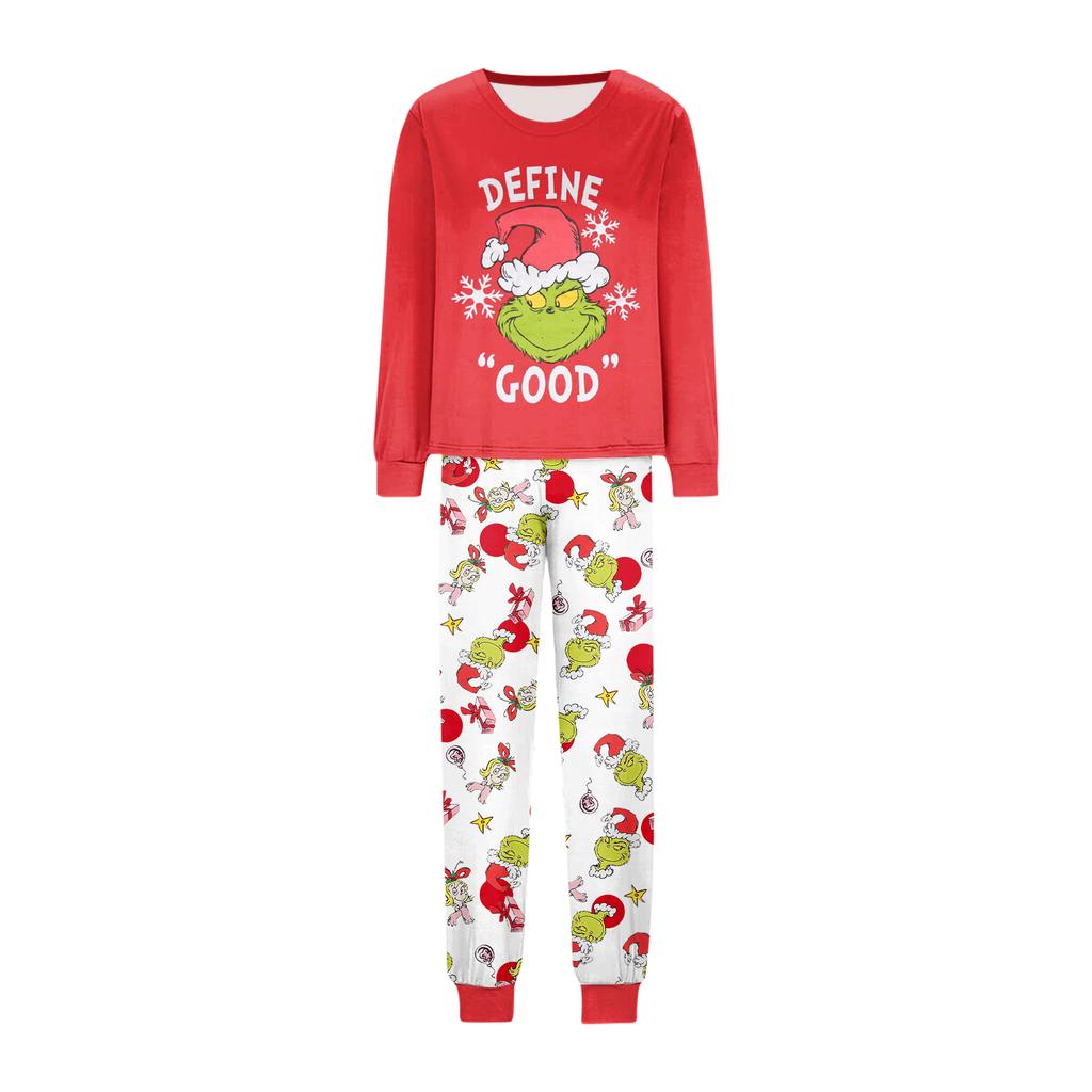 Print Cute Family Set Pajamas, Home Clothes, Family Set Long Sleeve Top Pants Set