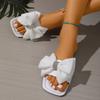 Summer Women's Bow Design Fashionable and Comfortable Casual Slippers Outdoor Non Slip and Wear Resistant Flat Sandals
