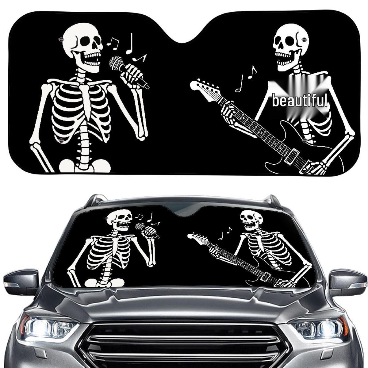 

SHEIN Creative Skull Car Sunshade – Portable, Custom Windshield Visor One Size