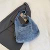 2026 Summer Women's Retro Denim Tote Bag - Large Capacity Casual Shoulder Bag for Students