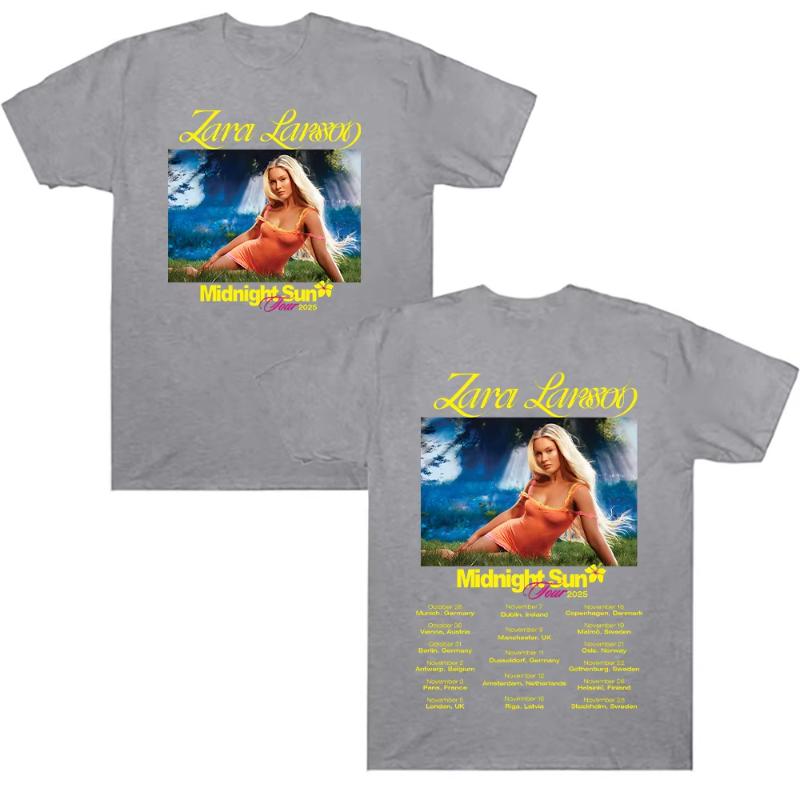 Zara Larsson Midnight Sun Tour 2025 T Shirt Unisex Women Cotton Tees Ummer Casual Short Sleeve Round Neck Clothing Loose Tops Trend