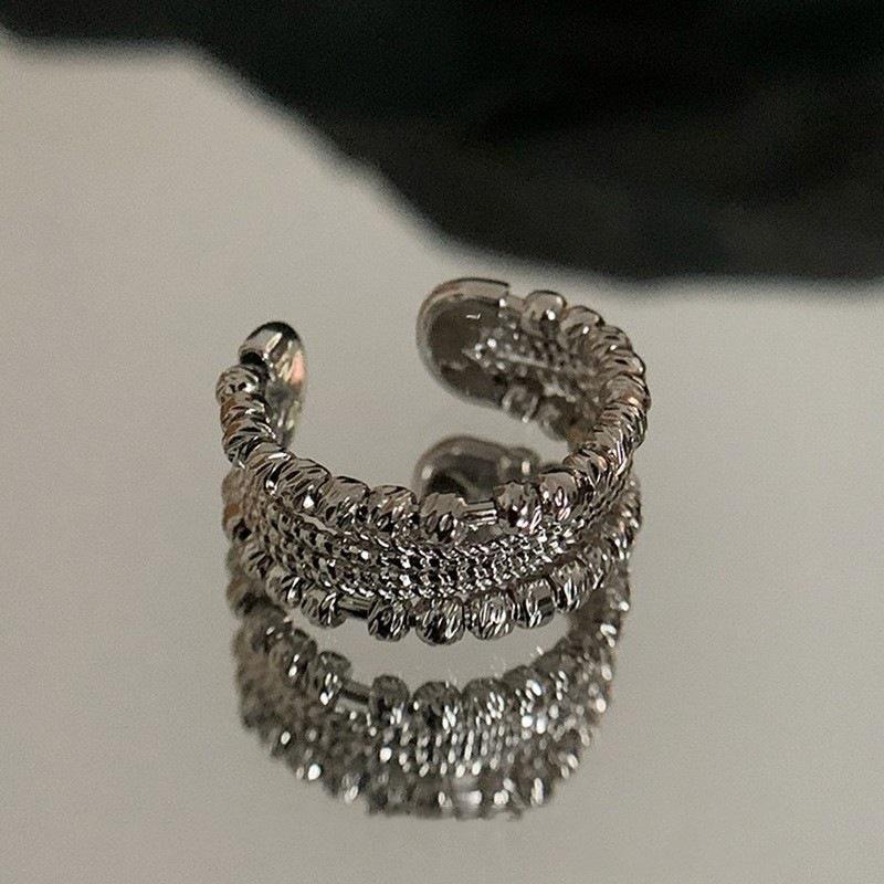 Geometric Woven Multi-Layer Adjustable Ring for Women Open Adjustable