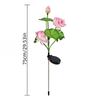 1PC Solar LED 3-Head Lotus Flower Light Outdoor Waterproof Garden Stake Lamp for Yard Lawn Terrace Park Square Landscape Decor