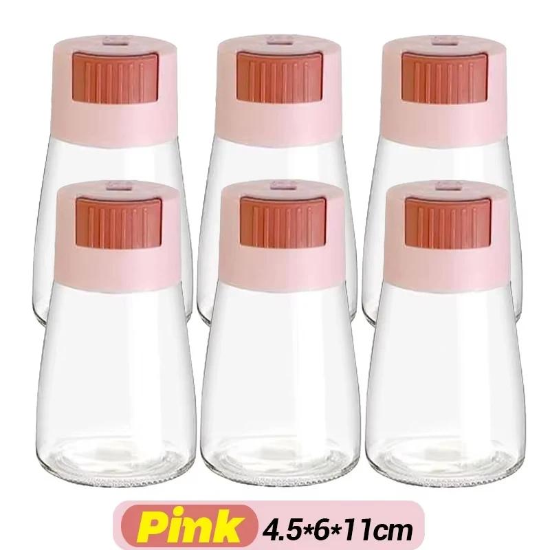 

1-10x Измеримая Солонка с Контролем Дозы Герметичные Кухонные Банки для Специй Количественный Нажимной Контейнер Бутылка для Кумина 5PCS розовый