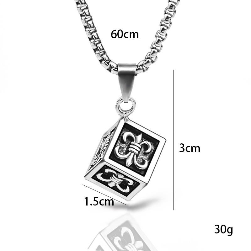 New European and American Retro Punk Rock Gothic Trendy Men's Cro Boy Flower Titanium Steel Necklace Pendant