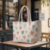 Cute Heart Printed Tote Bag Casual Daily Large Capacity Portable Shoulder Bag for Women Outdoor Shopping Travel