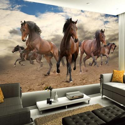 3D Mural Wallpaper Stereoscopic Galloping Horse Home Decoration Wall Art For Living Room Bedroom Wallpaper