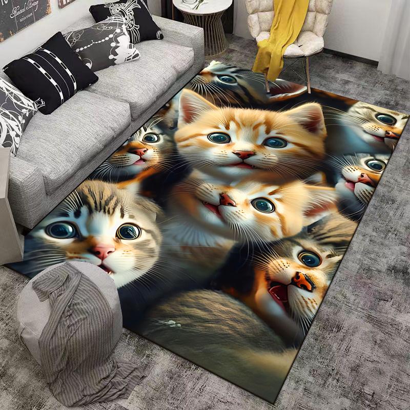 Cute Cartoon Cat Pattern Carpet for Bedroom, Living Room Decoration Suitable for Use As an Anti-slip for Living Room Bedroom Sofas