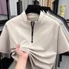 2026 Men's Trendy Quick-Dry Ice Silk Half-Sleeve Sport T-Shirt with Stand Collar