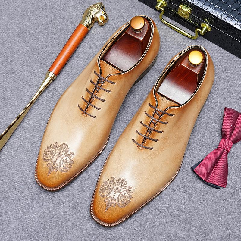 Whole Leather Business Dress Leather Shoes Men's Genuine Leather Cowhide Handmade Men's Wedding Shoes